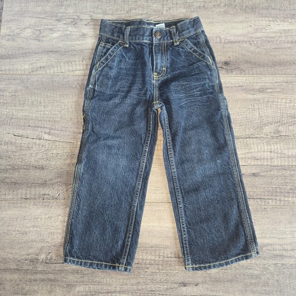 OshKosh Bgosh Kids 4T Dark Wash Cotton Carpenter Jeans Utility Denim Pants